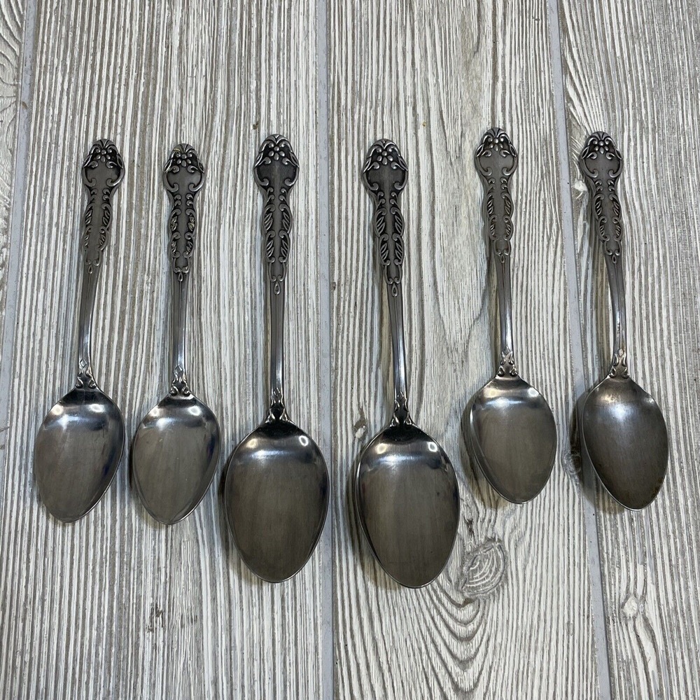National Stainless Japan Floral Scroll Flatware Set 6 Spoons 2 Tablespoons 4 Tea - Picture 8 of 8